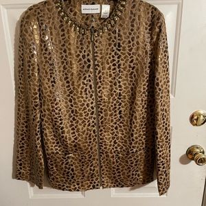 Alfred Dunner Leopard Print Zippered Jacket